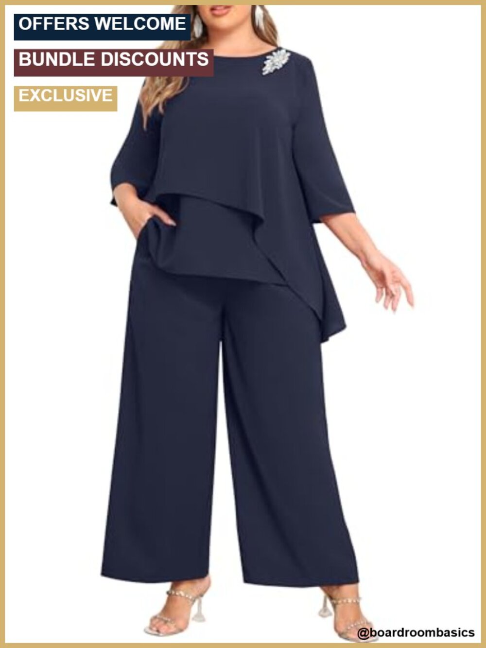 Plus Size Mother of Bride Pant Suit Dressy 2 Piece Chiffon Cape Sleeve Wedding